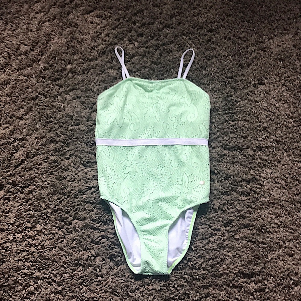 Cute one piece bathing suit, XL youth, mint green, worn twice
